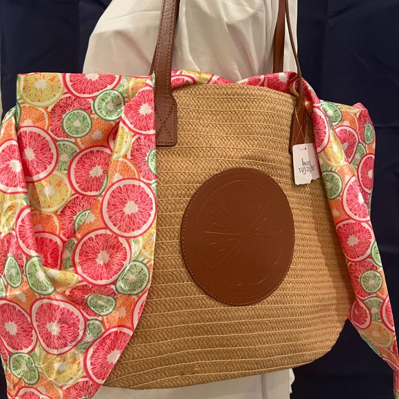 Weaved Citrus Beach Bag - Picture 5 of 6